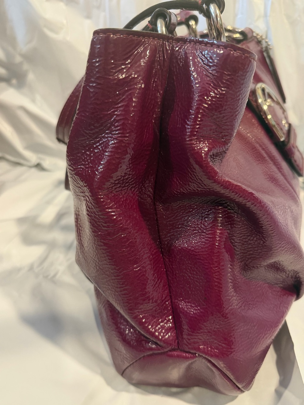 Coach Soho Patent Leather Shoulder Bag Magenta/Berry Silver Buckle EUC - Picture 7 of 15